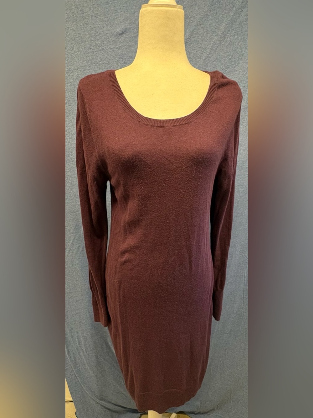 Merona Long Sleeve Scoop Neck Knit Dress - Wine